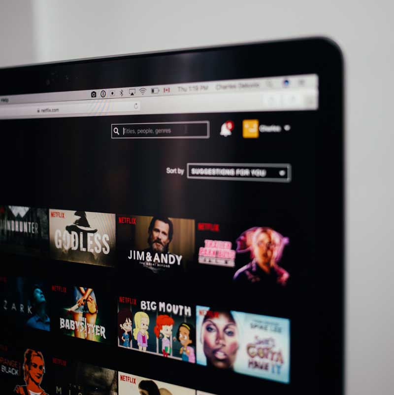 Interfaz de Netflix en un portátil